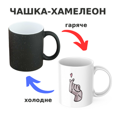 Чашка-хамелеон з принтом 330 мл Рука з серденьком CHSHKBRMBL127 фото