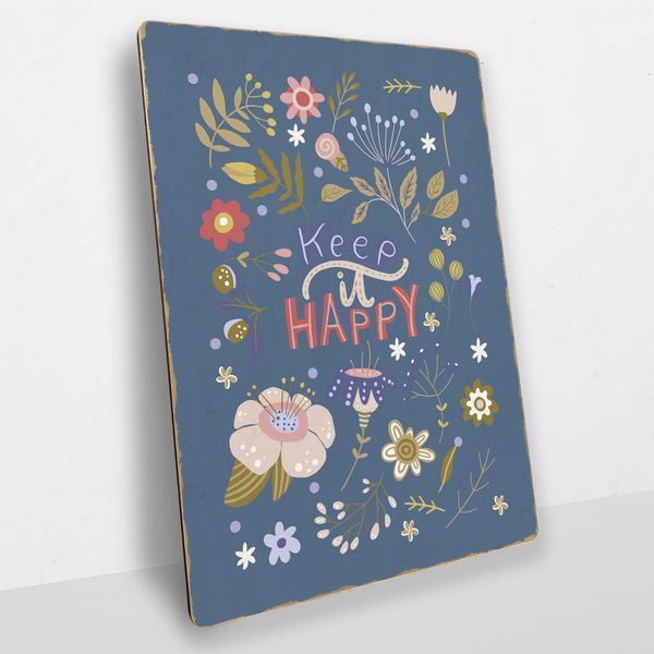 Постер деревянный Keep it happy А5 PSTRSBRMBL486 фото