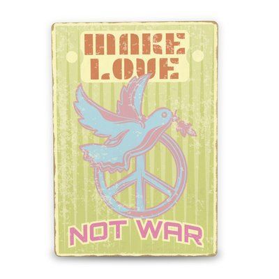 Постер дерев'яний Make love not war А5 PSTRSBRMBL1504 фото