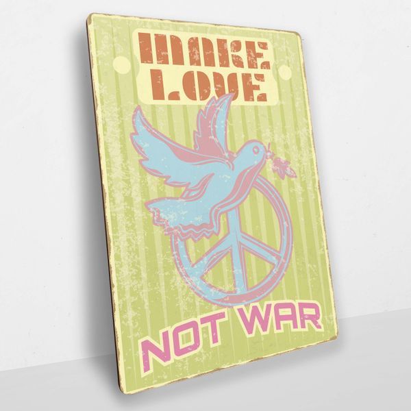 Постер дерев'яний Make love not war А5 PSTRSBRMBL1504 фото