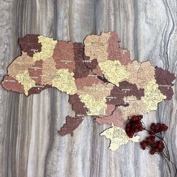 Фігурний дерев'яний пазл Карта України Капучіно L WSUA0151 фото