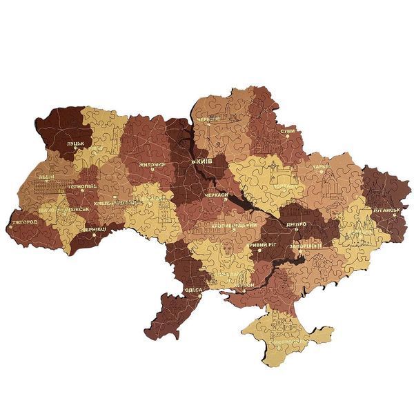 Фігурний дерев'яний пазл Карта України Капучіно L WSUA0151 фото