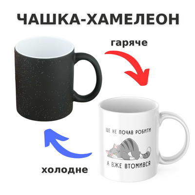 Чашка-хамелеон з принтом 330 мл Ще не почав робити, а вже втомився CHSHKBRMBL102 фото