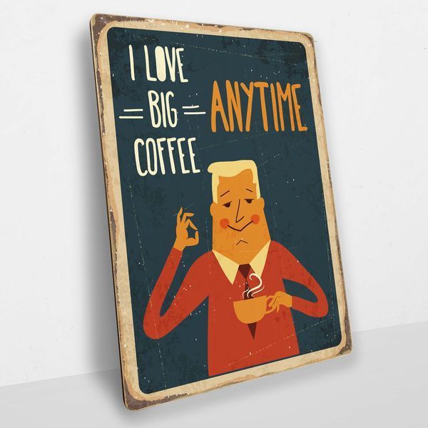 Постер дерев'яний I love big coffee anytime А5 PSTRSBRMBL117 фото