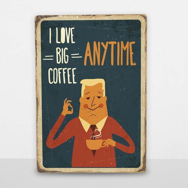 Постер дерев'яний I love big coffee anytime А5 PSTRSBRMBL117 фото