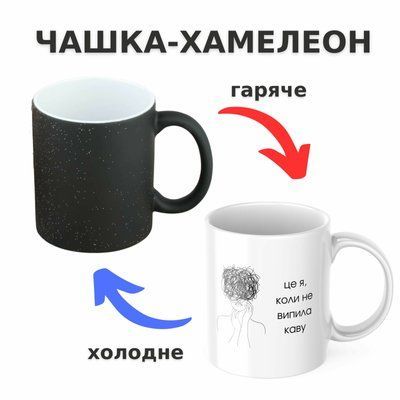 Чашка-хамелеон з принтом 330 мл Це я, коли не випила каву CHSHKBRMBL752 фото