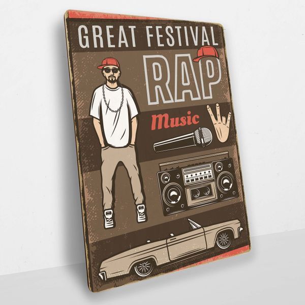 Постер дерев'яний Rap music А5 PSTRSBRMBL1468 фото