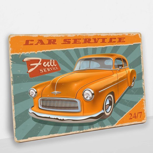 Постер деревянный Retro orange car А5 PSTRSBRMBL295 фото
