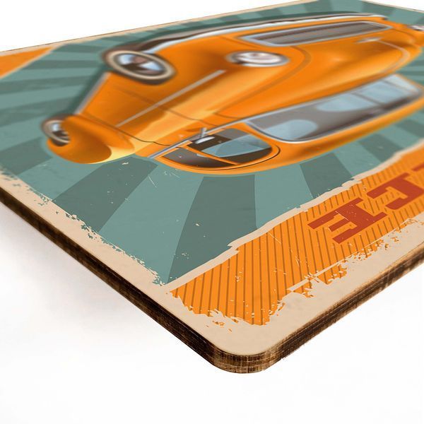 Постер деревянный Retro orange car А5 PSTRSBRMBL295 фото