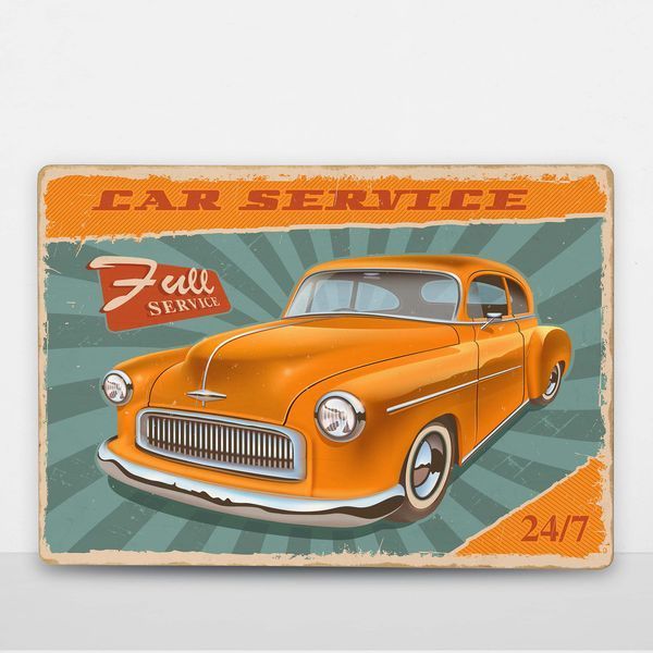 Постер деревянный Retro orange car А5 PSTRSBRMBL295 фото